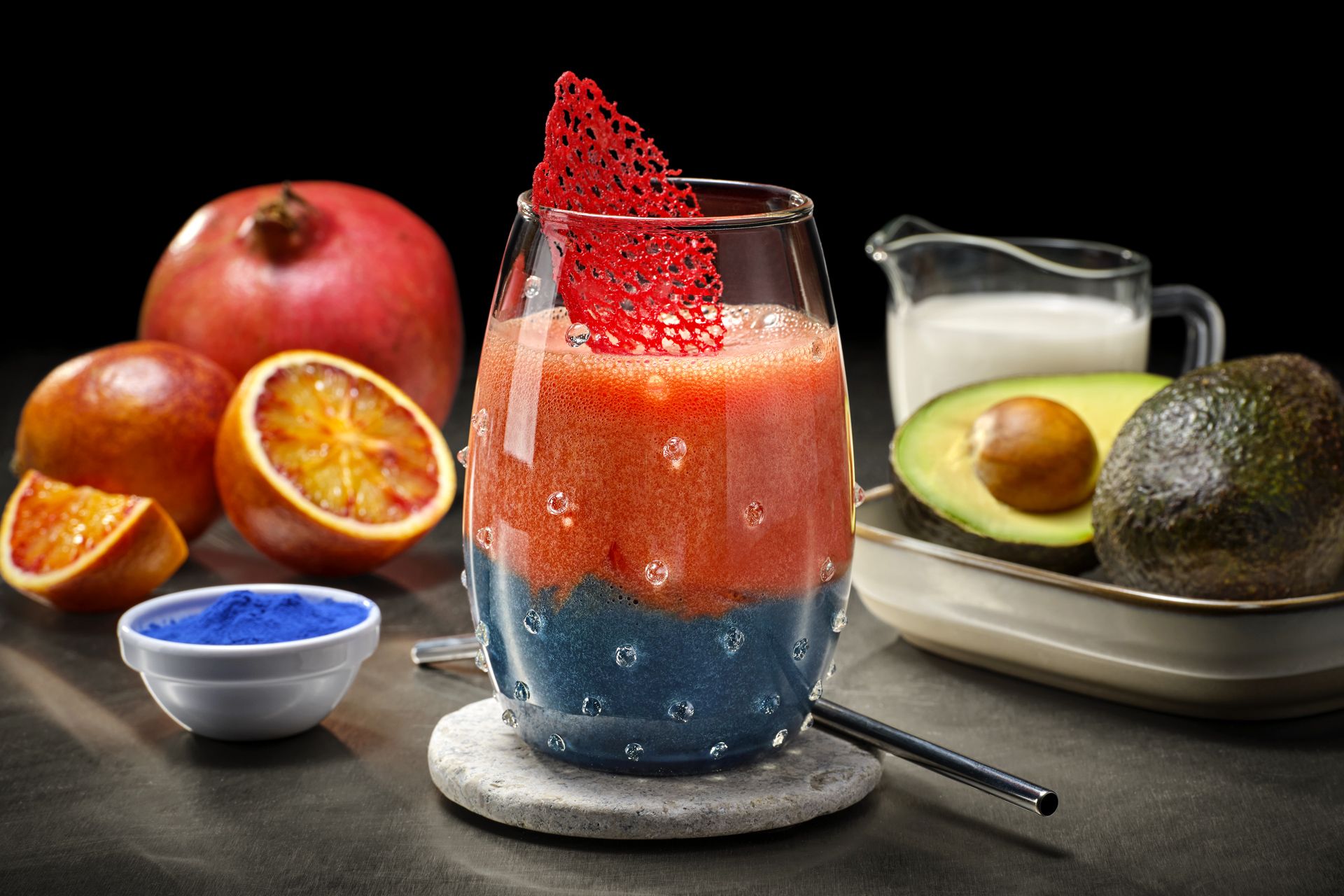 Sinh tố Cam Đỏ và Tảo Xanh Spirulina